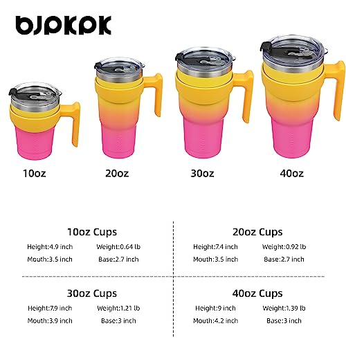 BJPKPK 10 oz Mini Tumbler with Lid, Straw & Handle, Insulated Steel Cup | Small, Spill Proof, Leak Proof, Thermal, Double Wall Vacuum, Sweatproof, Dishwasher Safe, BPA Free, Pink & Yellow Rose - color: A-Pink & Yellow Rose, size: 10 Ounces