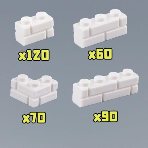 Masonry Bricks Wall Building Accessories: 340PCS Classic Masonry Profile Block Parts and Pieces Creative Construction Bulk,MOC House Castle Pieces (White) - color: White