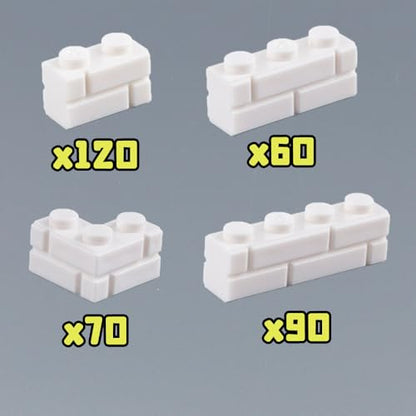 Masonry Bricks Wall Building Accessories: 340PCS Classic Masonry Profile Block Parts and Pieces Creative Construction Bulk,MOC House Castle Pieces (White) - color: White