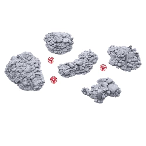 EnderToys Debris Piles by Printable Scenery, 3D Printed Tabletop RPG Scenery and Wargame Terrain 28mm Miniatures, Grey