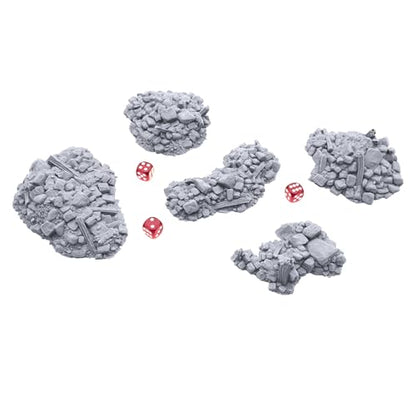 EnderToys Debris Piles by Printable Scenery, 3D Printed Tabletop RPG Scenery and Wargame Terrain 28mm Miniatures, Grey