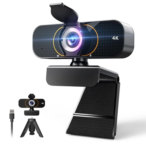 Webcam for pc, Camera for Computer/Laptop/Light Correction/Microphone, Web cam for Streaming/Gaming/Online Classes/Conferences/Video Callings,Updated HD 4K Webcam - style: Updated 4K-GQ