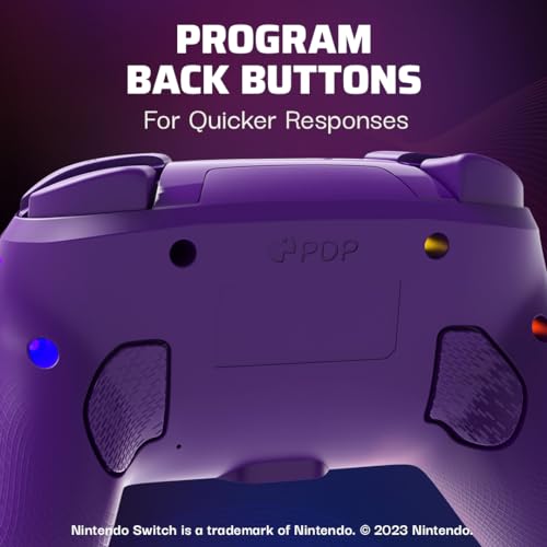 PDP Afterglow Wave Wireless Nintendo Switch Pro Controller with Motion Controls, Fully Licensed for Switch/OLED, Customizable LED Lighting, 30 Foot Range, 20 Hour Rechargeable Battery Power: Purple (Renewed)