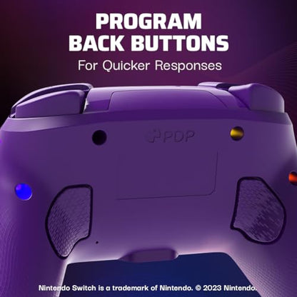 PDP Afterglow Wave Wireless Nintendo Switch Pro Controller with Motion Controls, Fully Licensed for Switch/OLED, Customizable LED Lighting, 30 Foot Range, 20 Hour Rechargeable Battery Power: Purple (Renewed)