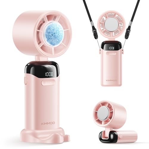 KIMMOO Handheld Portable Turbo Fan with Ice Cooler, Powerful 21000 RPM, Speed (1-199), Up to 14Hrs Cooling, Rechargeable Personal Fan, Small Pocket Hand Fans for Travel/Outdoor/Home/Office (Pink) - color: Pink