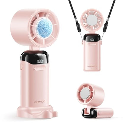 KIMMOO Handheld Portable Turbo Fan with Ice Cooler, Powerful 21000 RPM, Speed (1-199), Up to 14Hrs Cooling, Rechargeable Personal Fan, Small Pocket Hand Fans for Travel/Outdoor/Home/Office (Pink) - color: Pink