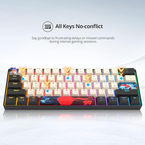 Orange Mechanical Gaming Keyboard 60 Percent, Red Switch RGB Keyboard 60%, 61 Keys Small Wired Key board, PBT Keycaps Anti-Ghosting Mini Keyboards for Business Trips, Game/Office (61 Carbon) - color: 61 Carbon/Red Switch