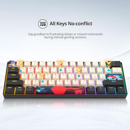 Orange Mechanical Gaming Keyboard 60 Percent, Red Switch RGB Keyboard 60%, 61 Keys Small Wired Key board, PBT Keycaps Anti-Ghosting Mini Keyboards for Business Trips, Game/Office (61 Carbon) - color: 61 Carbon/Red Switch