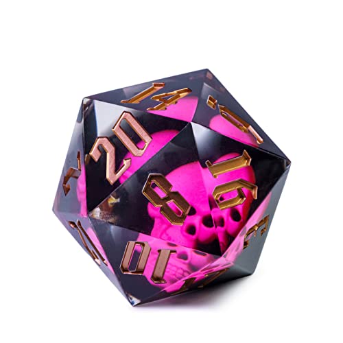 Cusdie Large 55mm D20 Dice with Sharp Edges, Giant D&D 20 Sided Dice for RPG, Table Games (Pink Skull) - color: Pink Skull