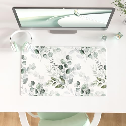 Colorful Star Large Mouse Pad, PU Leather Waterproof Desk Mat, Computer Gaming Mouse Pad, XXL Full Extended Mousepad Non Slip Desk Pad for School Office Home 23.6" x 13.8" - Soft Eucalyptus - color: Soft Eucalyptus, size: 23.6L x 13.8W inches