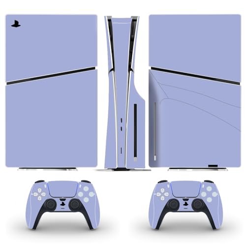 Solid Color Skin Wrap Compatible with PS5 Slim Disc Edition (Light Purple) | Console Cover Protective Sticker, Game Controller Vinyl Wrap - color: Light Purple