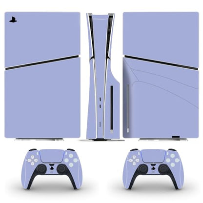 Solid Color Skin Wrap Compatible with PS5 Slim Disc Edition (Light Purple) | Console Cover Protective Sticker, Game Controller Vinyl Wrap - color: Light Purple