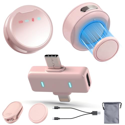 yobola Mini Wireless Lavalier Microphones for iPhone/Android/iPad, 2 Pack | Noise Reduction, 2.4GHz, Magnetic Clip, Lapel Mics Wireless for Video Recording Streaming Vlogging YouTube Tiktok, 131FT - color: Pink