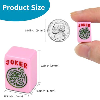 Travel American Mahjong Tile Set | 166 PCS 0.8 Inch Mini Mahjong Game Tiles, 4 Wooden Racks, Floral Storage Bag, 3 Dice & Beginner's Guide, Complete Portable Set (Pink) - color: Pink