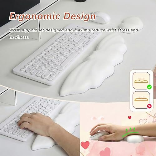 Keyboard Wrist Rest - Leather Halloween Bat Wrist Pad for Mouse | Wrist Rest with Non-Slip Base, Wrist Pad for Keyboard,Arm Rest for Desk Computer Laptop Mac Gaming Office White - color: White