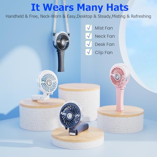 HandFan Upgraded Handheld Misting Fan, Two Button Easy Operation, Rechargeable Portable Mister Fan, Spray Water Mist Fans, Mini Electric Cooling Fans for Travel, Outdoors, Disney(Pink) - color: Pink, style: Two Button Control