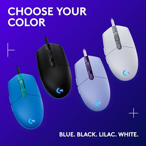 Logitech G203 Wired Gaming Mouse - Blue | LIGHTSYNC RGB, On-Board Memory, 6 Programmable Buttons, Compabile with PC/Mac - color: Blue