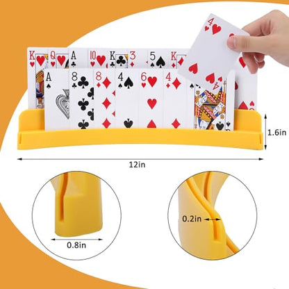 2 Packs of Double-Layer Card Holders，Playing Card Holder for Kids Adults Hands Free Card Holder for Family Card Game Nights Poker Parties - color: Yellow(2pack)