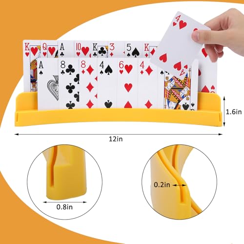 2 Packs of Double-Layer Card Holders，Playing Card Holder for Kids Adults Hands Free Card Holder for Family Card Game Nights Poker Parties - color: Yellow(2pack)