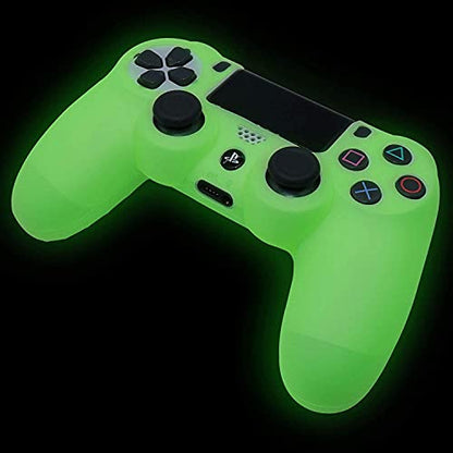 Green Anti-Slip Glow in The Dark Protective Silicone Cover Skin Grips Compatible with PS4/Slim/Pro Controller with 8 PCS Thumb Grips Caps and 2 Grips Caps Glow in The Dark. - color: Glow Green