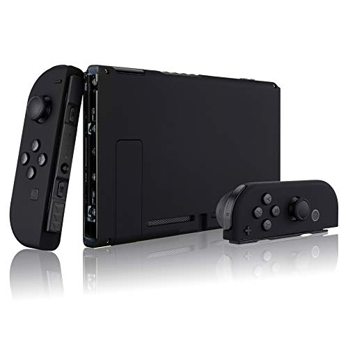 eXtremeRate DIY Replacement Shell Buttons for Nintendo Switch, Soft Touch Back Plate for Switch Console, Custom Housing Case with Full Set Buttons for Joycon Handheld Controller - Black - color: Black