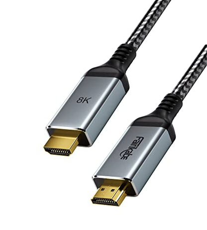 fairikabe HDMI 2.1 Cable 6.6ft, 8K HDMI Cables (2K 240Hz, 4K 120Hz 144Hz, 8K 60Hz) Long Cord, 48Gbps eARC HDR10 HDCP 2. 2 2.3 Braided HDMI Cable for PS5, Nintendo Switch, Xbox Series X, Apple TV Box