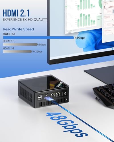 GMKtec Gaming Mini PC K8 Plus AMD Ryzen 7 8845HS(8C/16T, up to 5.1GHz) 32GB DDR5 RAM 1TB SSD, Desktop Computer Dual NIC 2.5G, HDMI 2.1, USB4 - size: R7 8845HS 32GB DDR5 + 1TB