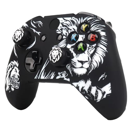 Lion Controller Skin Cover Compatible with Xbox one Controller, RALAN Protector Case, Customised Thumb Grips Caps - color: Lion Black White