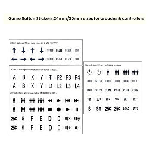 White Arcade Game Button Stickers (24mm/30mm Die-Cut Labels), Compatible with Standard Arcade Game - color: Game Button Labels Stickers White* 4 Pcs