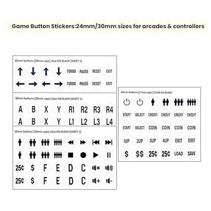 White Arcade Game Button Stickers (24mm/30mm Die-Cut Labels), Compatible with Standard Arcade Game - color: Game Button Labels Stickers White* 4 Pcs