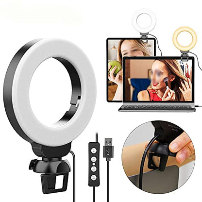 Video Conference Light 4'' 10cm Selfie for Laptop PC Webcam with Clip