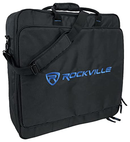 Rockville MB2020 DJ Mixer Controller Gig Bag Case 20.5" x 20.5" x 6" | 11mm Foam Padding, Laptop Pocket, YKK Zippers, Rainproof Nylon, Shoulder Strap, Rubber Feet