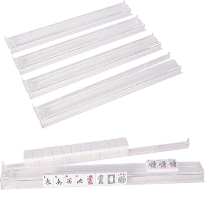 4-Piece Transparent Mahjong Racks with Pushers Set – One-Piece Mahjong Racks & Pushers, Classic American Mahjong Tile Game Accessories, Rotating Mah Jongg Accessories for Smooth Play