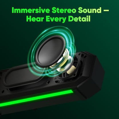 INGA Computer Speakers with Detachable Mic, Plug-and-Play USB Soundbar with Dynamic Lighting, Game/Music Modes, Compatible with PC, Laptop, PS5, Mac - size: Speaker with Mic