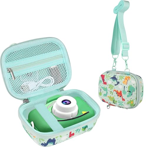 Leayjeen Kids Camera Case for Goopow/Mgaolo Kids Camera-Green dinosaur | Fits CIMELR/Seckton/OZMI Kids Toy Cameras and Children Digital Camera,Shockproof Water-Resistant Hard EVA Shell(Case Only) - color: Green Dinosaur