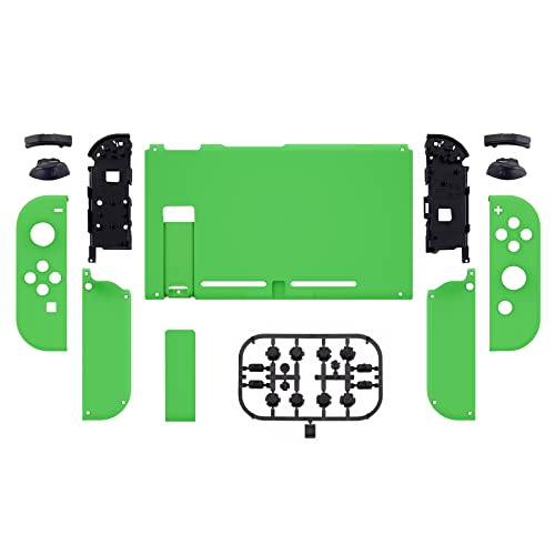 eXtremeRate DIY Replacement Shell Buttons for Nintendo Switch, Soft Touch Back Plate for Switch Console, Custom Housing Case with Full Set Buttons for Joycon Handheld Controller - Green - color: Green