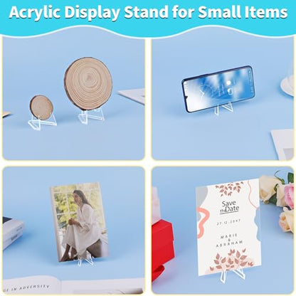 Reastar Card Display Stand, 20 Pcs Small Easel, Acrylic Card Holder, 2.2 in | for Coin Graded Card Sports Trading PSA Picture Phone, Sturdy and Stable, Mini Size, Clear and Elegant