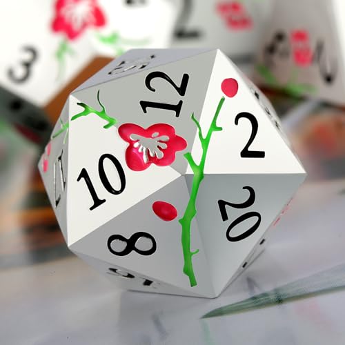 Metal DND Dice, DNDND 7 PCS Glow in The Dark Metallic D&D Dice Set with Gorgeous Gift Case for Dungeons and Dragon Tabletop Game (Glow in The Dark Pink) - color: Flower Glow Pink