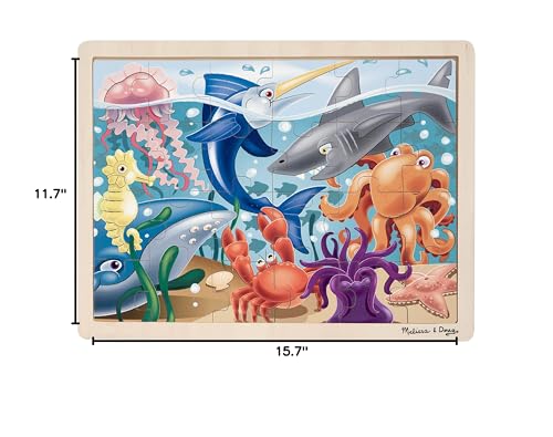 Melissa & Doug Under The Sea Ocean Animals Wooden Jigsaw Puzzle with Storage Tray (24 pcs) - style: Under the Sea Ocean Animals