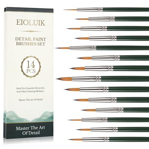 Detail Paint Brushes 14 Pcs Miniature Exact Size for Every Detail | Full Miniature Paint Brushes, Precision Detail Paint Brushes, Small Paint Brush Fine Detailing Art Acrylic Oil Models