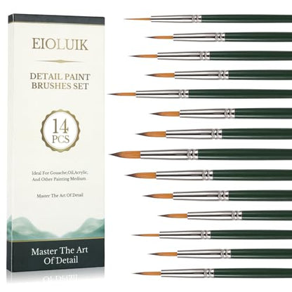 Detail Paint Brushes 14 Pcs Miniature Exact Size for Every Detail | Full Miniature Paint Brushes, Precision Detail Paint Brushes, Small Paint Brush Fine Detailing Art Acrylic Oil Models