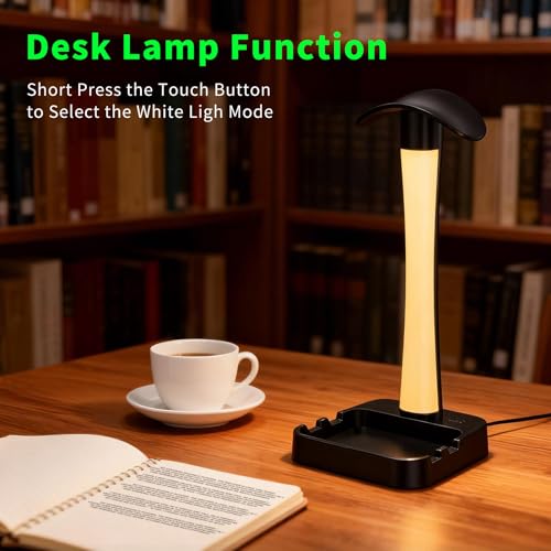Headphone Stand with Charger,Gaming Headset stand with RGB Light Mode,For Airpod Max Stand,Desk Lamp,Phone Holder,Tablet Holder,desktop organizer,Gifts for Gamers & Music Lover(Black) - color: Black