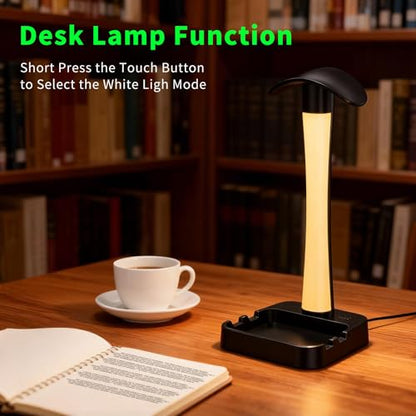 Headphone Stand with Charger,Gaming Headset stand with RGB Light Mode,For Airpod Max Stand,Desk Lamp,Phone Holder,Tablet Holder,desktop organizer,Gifts for Gamers & Music Lover(Black) - color: Black