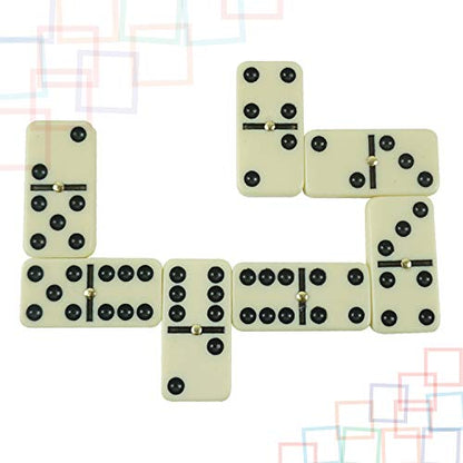 ERLLE - Dominoes Set, Premium Classic 28-Piece Double Six Domino Set with Wooden Case, Family & Kids Board Game, Mexican Train, Chicken Foot, and Classic Domino Games