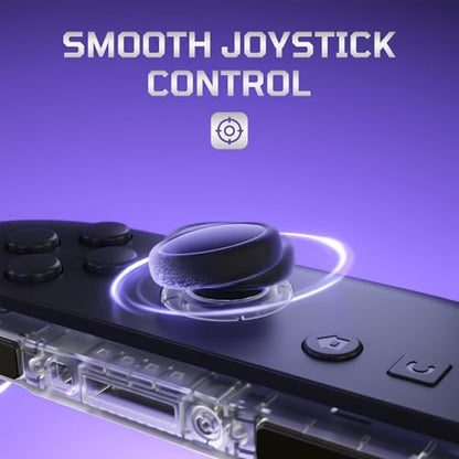 eXtremeRate Replacement 3D Joystick & Thumb Grips & Side Rail Shell Buttons for Nintendo Switch 2 JoyCon, Console Rail Stickers Controller Left Right Analog Stick Thumbsticks Caps for Switch 2 - Clear - color: Clear