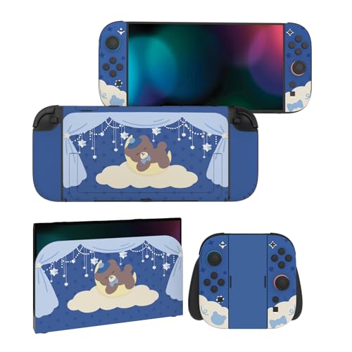 PlayVital for Nintendo Switch 2 Skin Full Set (2-Pack) - Protective Vinyl Decal Stickers for Switch 2 Console, Handle Grips & Dock | No Residue, Anti-Scratch - Good Night Bear Midnight Blue - color: Good Night Bear Midnight Blue