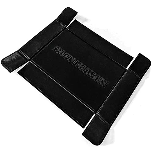 Stonehaven Winter Black Dice Tray - Foldable Magnetic Velvet and PU Leather Rolling Tray for RPG, DND, and Tabletop Games - style: Winter Black