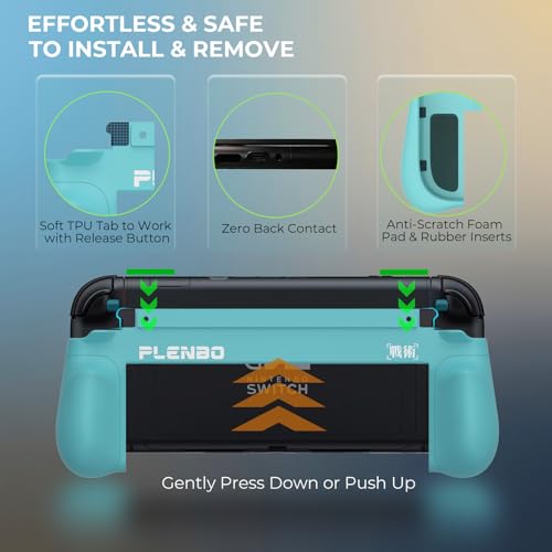 Plenbo - FoldeX Grip Case with Detachable Flip Cover for Nintendo Switch 2, Dockable Ergonomic Handheld Protective Shell, 3-Mode Compatible Joy-Con 2 Controller Grip- Turquoise & Mint - color: Turquoise & Mint