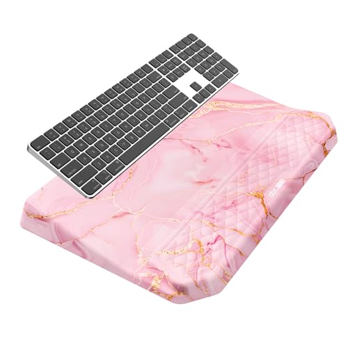 2-in-1 Ergonomic Keyboard Stand with Wrist Rest, Comfy Keyboard Riser Holder with Massage Design, Pink Marble - color: Pink Marble