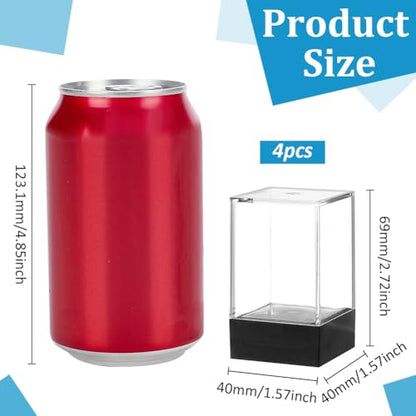 FINGERINSPIRE 4 Pcs Small Rectangle Plastic Collectibles Case 1.5x1.5x2.7inch Black Base Clear Lid Storage Box Mini Dustproof Protection Display Box for Action Figures Miniature Doll Models Crystals
